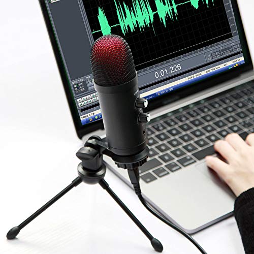 USB Mikrofon PC, Kondensator Mikrofone mit ständer aus Metall für Streaming, Gaming auf Computer, Podcast, Recording… – Bild 3