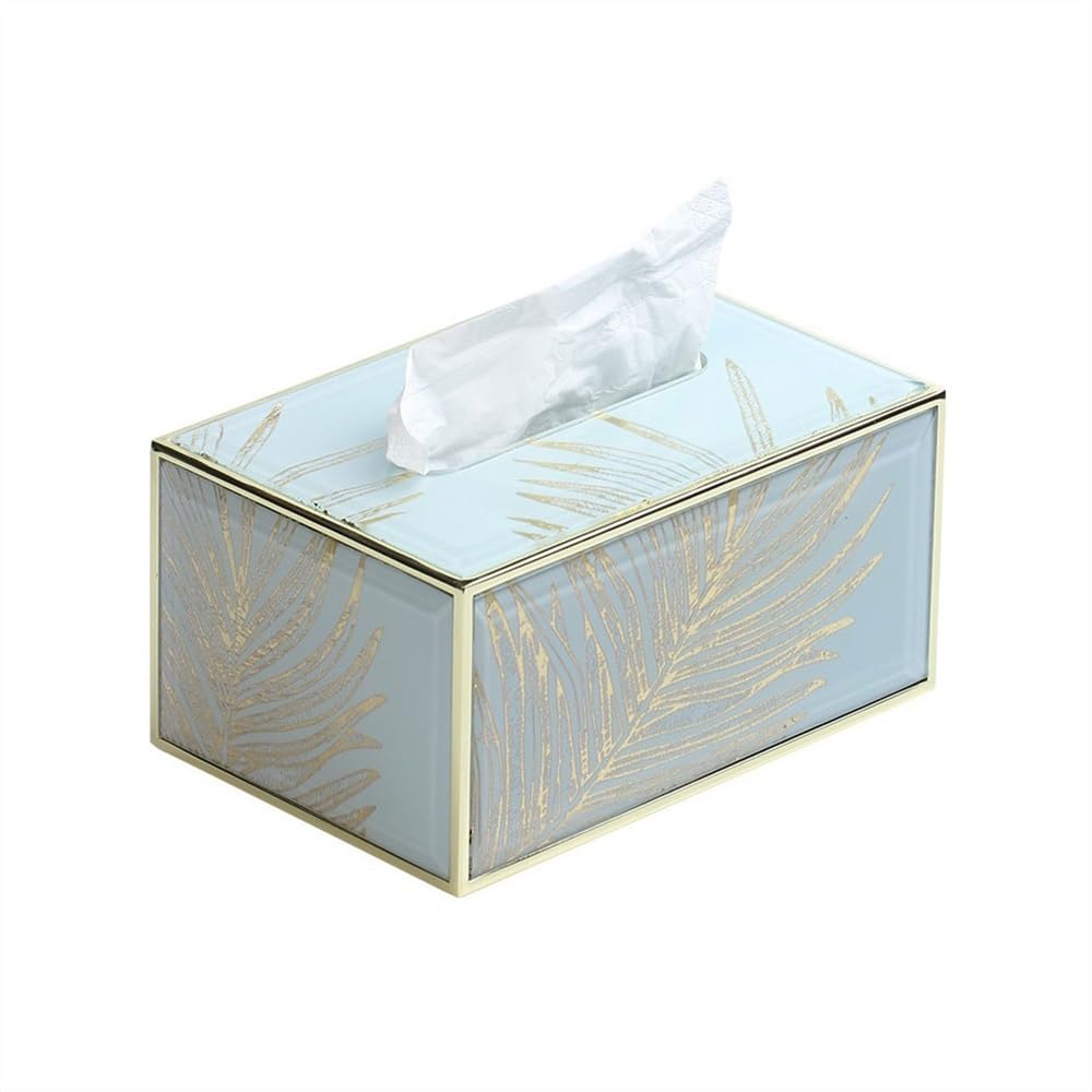 Household Glass Tissue Box Dining Table Light Luxury Wind Ornaments Living Room Coffee Napkin Easy Ues(Small)