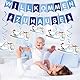 MQIAN Willkommen Zuhause Baby, Vormontiert Herzlich Willkommen Girlande, mit 6 Stück Storch zur Geburt, Babyparty Deko Junge, Willkommen Zuhause Girlande, Welcome Home Baby