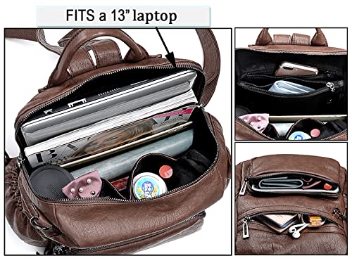 Image of UTO Women Backpack Purse Leather Vegan Ladies Fashion Designer Rucksack Convertible Travel Shoulder Bag with Tassel