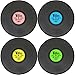 com-four® 4X tovagliette a Forma di Vinile - tovagliette con Design Vintage in Blu, Verde, Giallo e Rosa, Ø 39,5 cm (04 Pezzi - Registrazione)