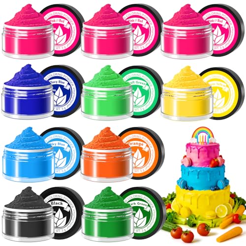 Natural Food Coloring Powder - 10 Colors Plant Based Food Coloring, Dye Free Food Coloring, No Artificial Dyes, Natural Food Dye Powder for Baking, Cake...