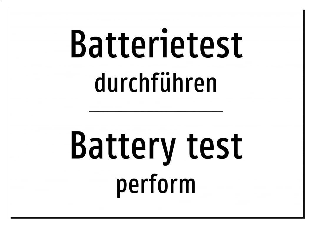 65416-DEEN-T-13 | Batterietest/Battery test Schild zweisprachig