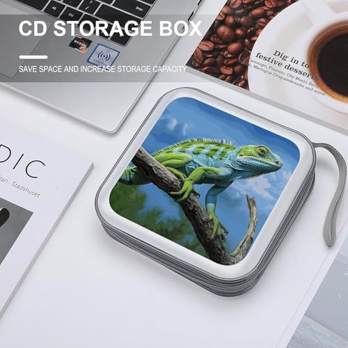 Étui de rangement CD DVD fermeture éclair 40 compartiments plastique vert lézard