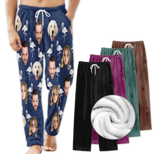 Custom Face Pajama Bottoms for Men Women,Personalized Photo Sleepwear Pants,Customized Pj Trousers Gifts for Him Her (Style-44)