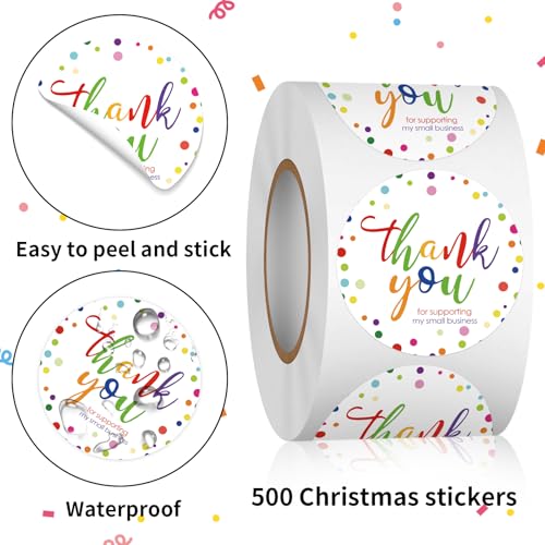 Heyfibro 500 peças, adesivos de 3,8 cm Thank You for Supporting My Small Business para embalar, fest