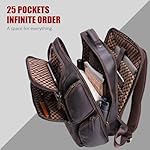 STAR VISTA Colosse 30L Large Vintage Leather Travel Backpack for Men, Fits 18" Laptop, Multi Pockets, Business or Casual Outdoor Rucksack, YKK Zippers, Dark Brown - Image 4