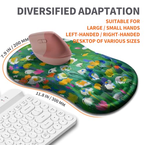 Image of Ergonomic Joint Wrist Support Mouse Pad with Memory Foam Cushion Massage Bump, Carpal Tunnel Pain Relief Mousepad Slope Design for Wrist Rest, 11.8x7.9 in, Iris
