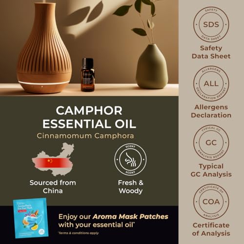 Image of 100% Pure Camphor Essential Oil - 0.34 Fl Oz - Camphor Oil for Hair, Skin, Diffuser, Aromatherapy & DIY Candle Making Scent