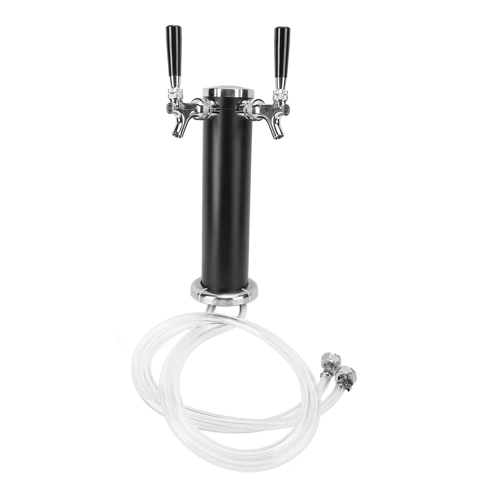 Torre Kegerator de Cerveza de Doble Grifo, Dispensador de Cerveza de Barril de Acero Inoxidable para Fiesta, Bar, Restaurante, Construido para Durar con Control de Flujo Estable, (Negra)