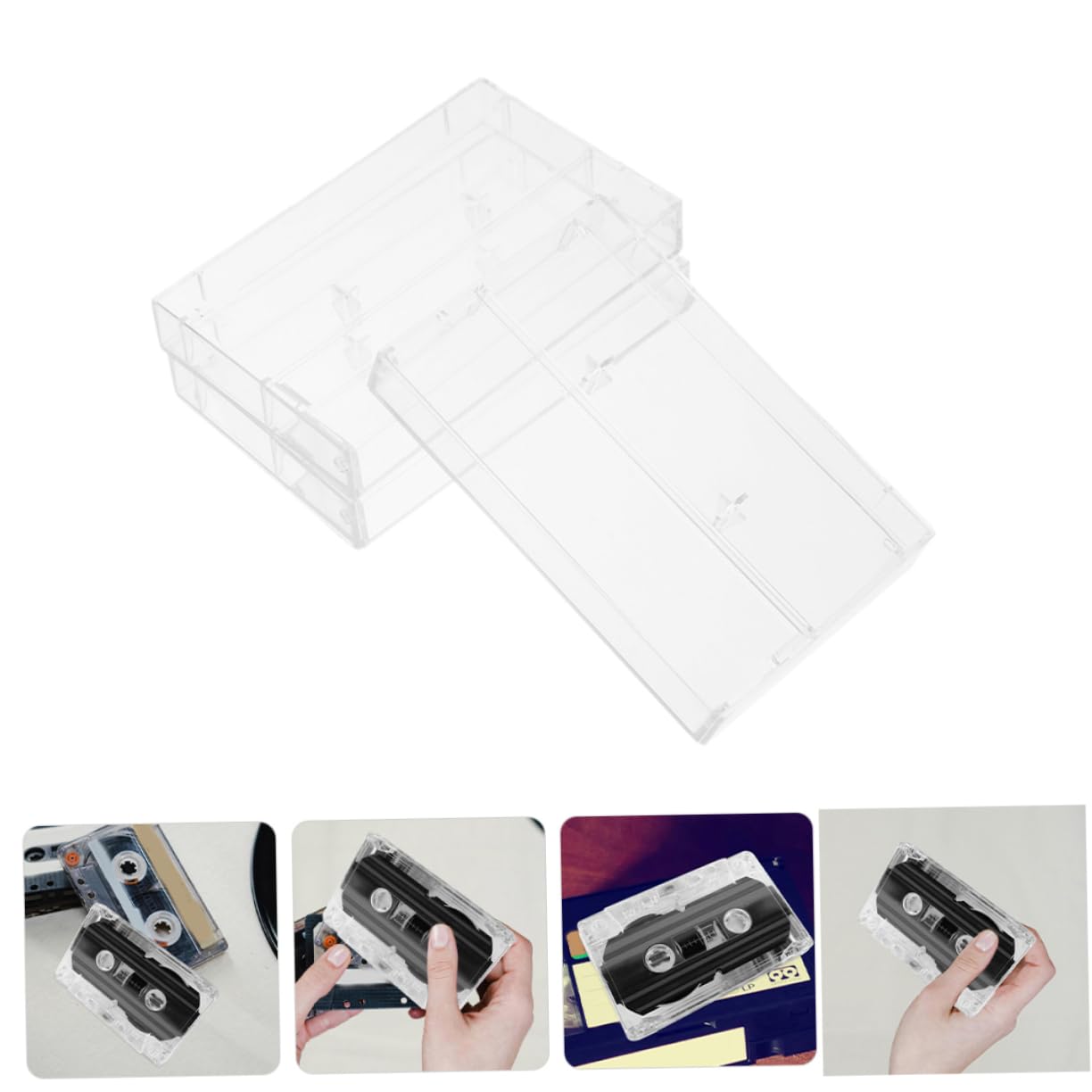 Amosfun Custodia Trasparente per Cassette Audio in Abs, Protezione Dall'umidità, 10 Pezzi, Organizer Portatile per Musicassette, per Utilizzo Domestico in Mobilità