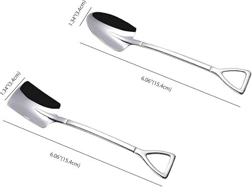 Miniatura 2 de N & N NETNETMALL - Juego de 8 cucharas de acero inoxidable con forma de pala, té, café, pastel, helado, postre, sopa de azúcar, cóctel, demitasse