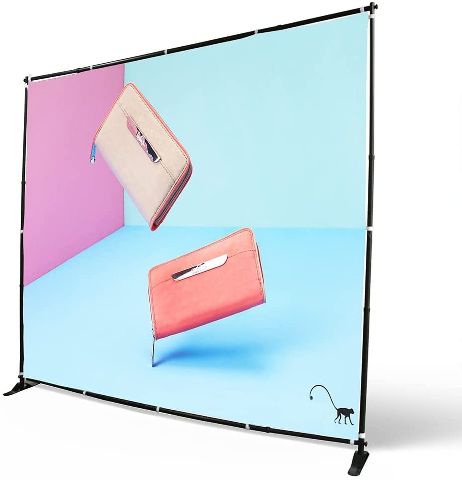 Customized Photography 8' Telescopic Photography Banner Stand Adjustable Backdrop Step and Repeat Display Wall Trade Show Background Stand with Printing