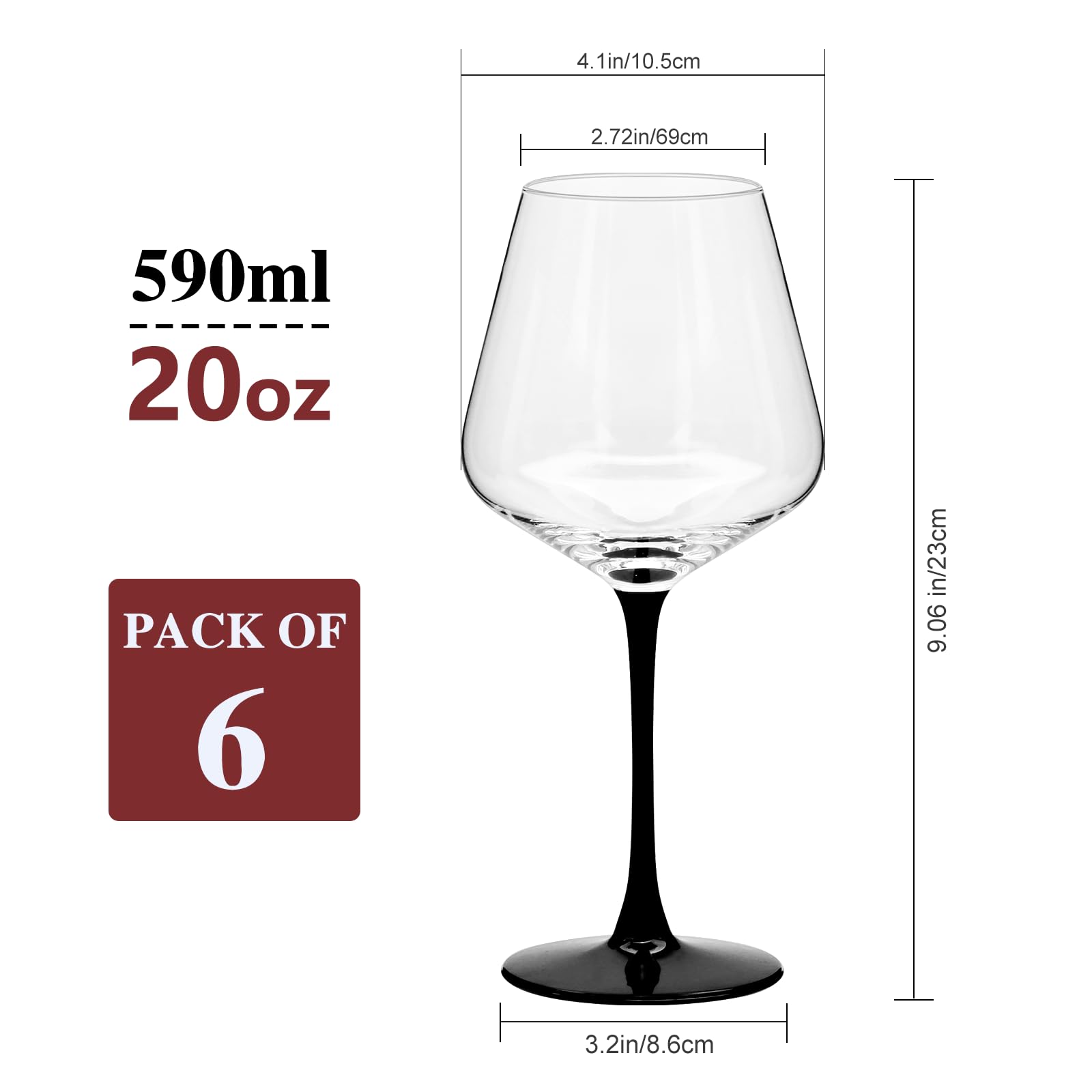 6pcs Red Wine Glasses Set 20 Oz Burgundy Large Wine Glasses Long Stemmed  Wine Glasses  Wine Tasting Anniversary Wedding Party And Home G 601099610028364