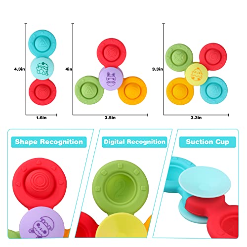 Suction Cup Spinner Toys - Baby Montessori Sensory Educational Learning Toy - Infant Bath Travel Activities Fidget Toy - Toddler Newborn Gifts For 6 9 12 18 Months 1 2 3 One Two Year Old Boys Girls #TOP4