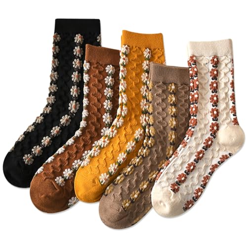 IIG Womens Novelty Cotton Crew Socks Cute Animals Socks Fun Flower Socks (fit women's shoe size 5-9)