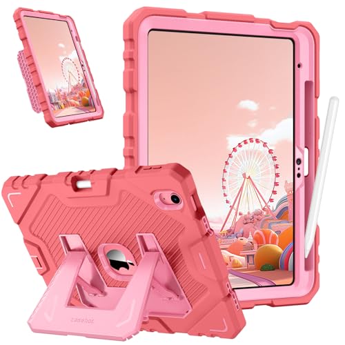Fintie Kids Friendly Case for iPad (A16) 11th Generation 11 Inch (2025), iPad 10th Generation 10.9 Inch (2022), Fully-Body Rugged Heavy Duty Shockproof Protective Case with Kickstand, Pink
