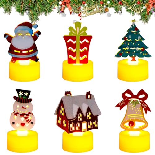 TaimeiMao Weihnachten LED Kerzen, 6 Stück Weihnachtselement...