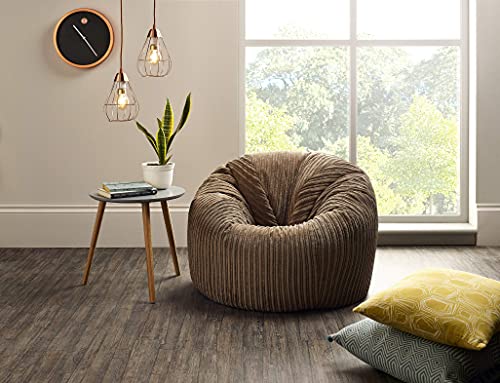 Beautiful Beanbags - Jumbo Cord Beanbag Chair, Plush Jumbo Cord Lounger, Great as Recliner (Caramel)