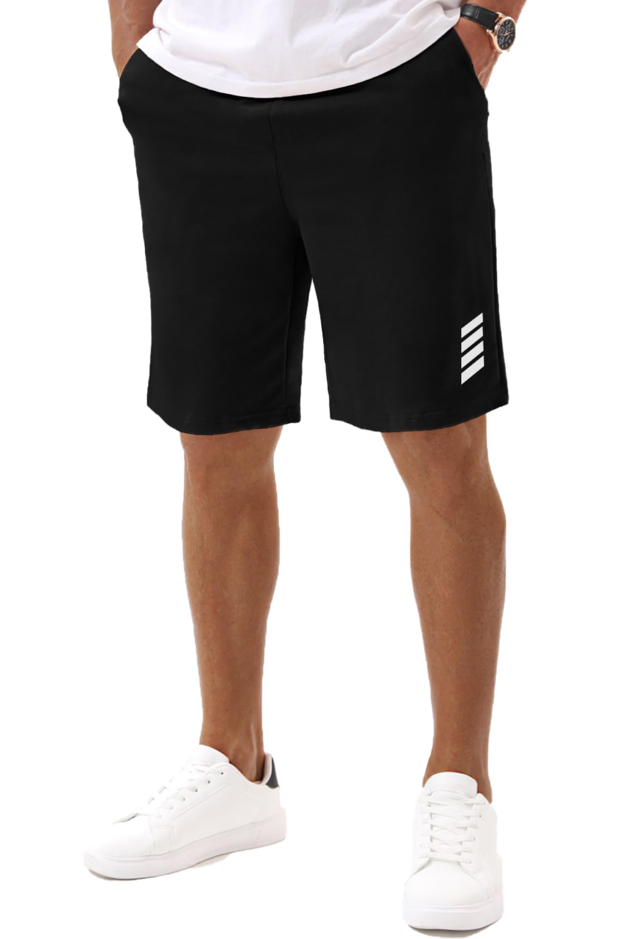Vortewind Kurze Hosen Herren Sweatshorts Herren Baumwolle，Sommer-Sportshorts mit Taschen & elastischem Bund für Casual ，Jogging ，Training