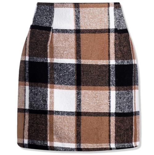 SANGTREE Women's High Waist Skirt Bodycon Pencil Wool Mini Skirts