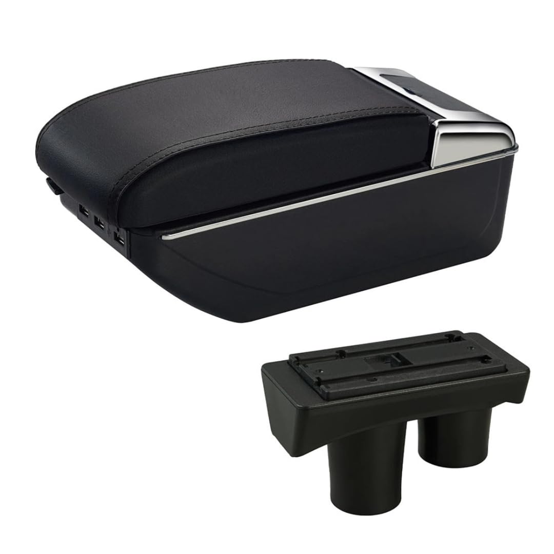 Toiumops Armrest for Peugeot 301 2003-2007, Car Armrest Box Center Console Store box(C2 Black Line USB)