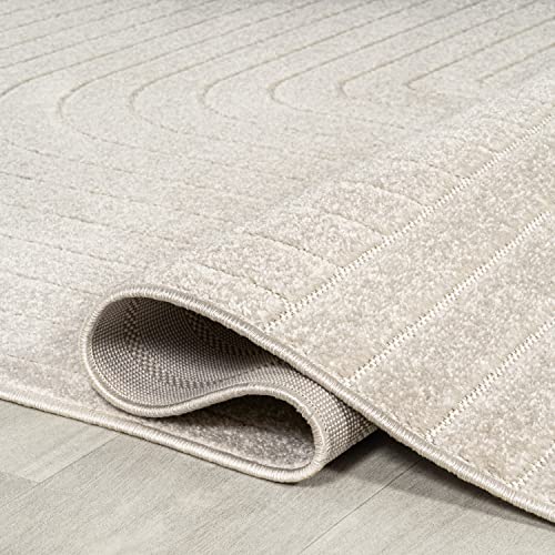 Image of JONATHAN Y Odense High-Low Angle Ivory /Cream Indoor /Outdoor Area Rug, 8x10, Modern, Contemporary, Geometric, Bohemian, Bedroom, Kitchen, Living Room, Non Shedding (SCN101A-8)