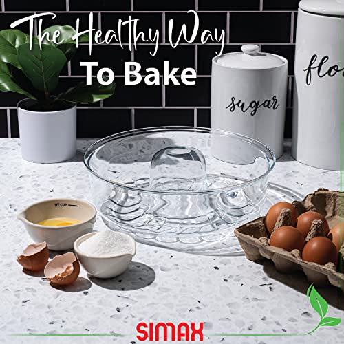 Image of SIMAX Clear Glass Shallow (4.75 inch) Bundt Pan | Heat, Cold, and Shock Proof, Holds 2.1 Quarts (8.4 Cups), Made in Europe