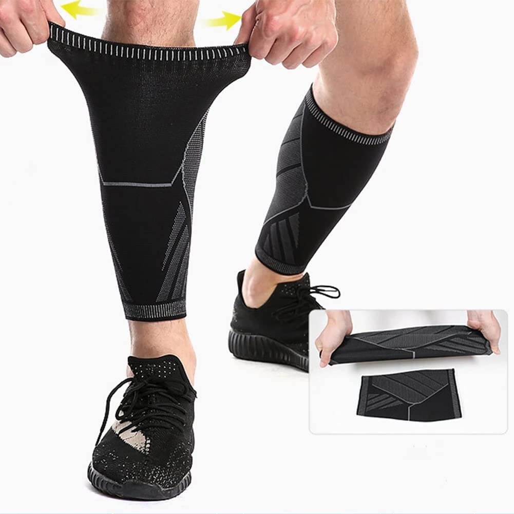 JFDBGU 1pair Women Men Elastic Compression Anti Slip Outdoor Sports Calf Sleeve Brace Cycling Running(L)