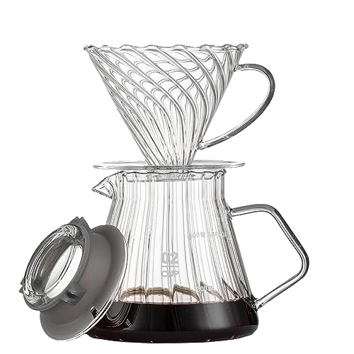 Vandroop Pour Over Coffee Maker-V60 coador de café de vidro com alça e servidor de café de 600 ml, c