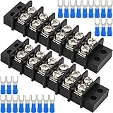 Terminal Block,2 Pack 6 Circuits 20-30A 200v-450v Dual Row Screw Terminals Strip +24 PCS Heat Shrink Wire Connectors