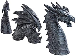 Design Toscano The Dragon of Falkenberg Castle Moat Lawn Garden Statue, 71 cm Total, Polyresin, Grey Stone