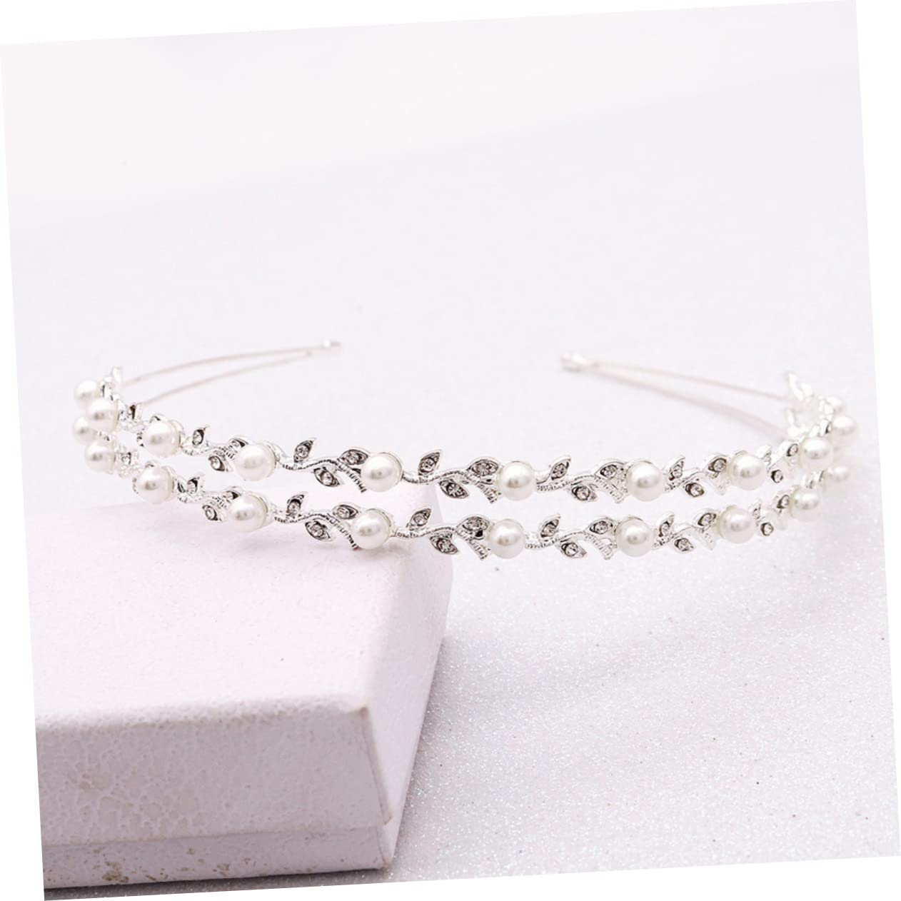 Healeved 5piezas Diadema De Novia De Doble Capa De Rhinestone y Perlas Accesorios De Pelo Para Bodas y Fiestas