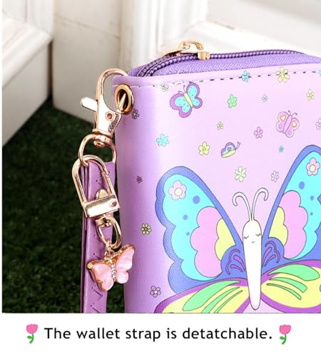Little Girls Wallet with Strap Cute Small Wallet with Coin Pouch Teens Mini Coin Purse with Strap Cute Cartoon Card Holder4