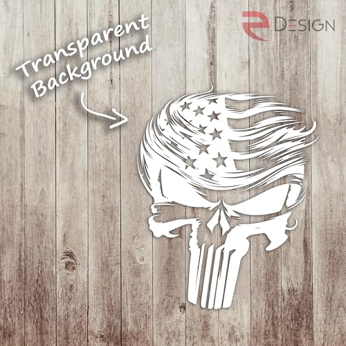 Image of eDesign Trumpisher Skull American Flag - 4 Inches Stickers for Car Truck Van Window Bumper Laptop Tablet Cup Tumbler Water Bottle and Any Smooth Surface 2-Pack