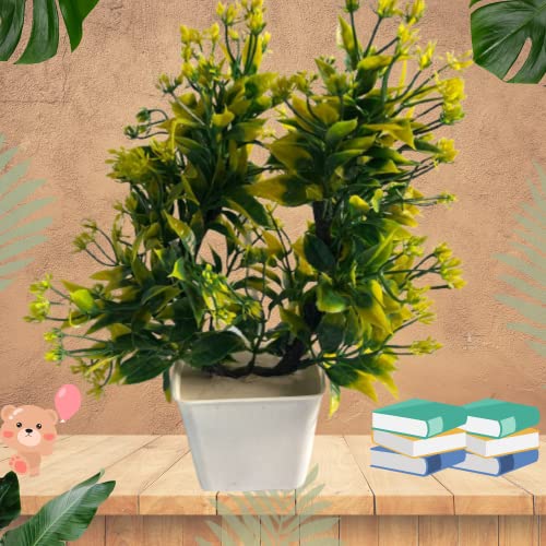Image of Artificial Plants for Home Decor with Pot Big Size 25CMs Artificial Forest Bonsai Plant with Plastic Pot for Home Decoration Office Table Greenery Room Fake Plants - Great for Home Or Office Decoration or Birthday Gift - 2Set (Design1)