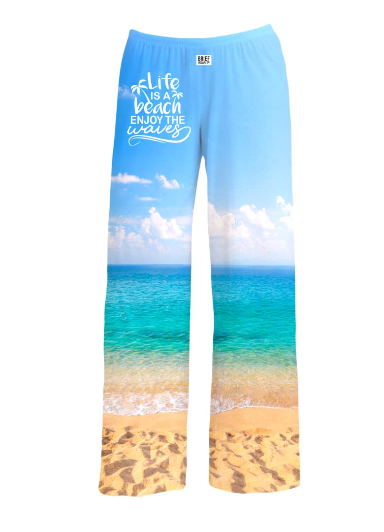 BRIEF INSANITYBRIEF INSANITY Beach Themed Pajama Pants (S-XXL) Coastal Design Loungewear Bottoms