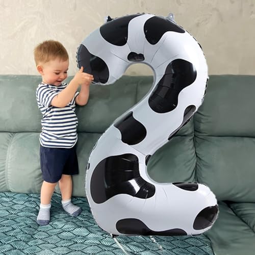 Image of 40 Inch Number 9 Balloons for Boys, Cow Print Giant 9th Birthday Party Number Balloons Decor, Self Inflating Foil 9 Balloons for Girls Farm Animal Theme Cowboy Cowgirl Theme Party Decorations Supplies