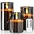 Homemory Grey Glass Flameless Candles, Battery Operated LED Pillar Candles with Remote Control and Timer, Radiance Candles, Real Wax, Set of 3,D3 xH4 5" 6"