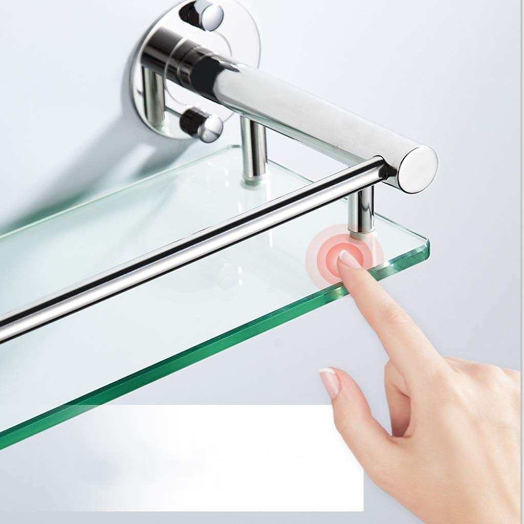 Estantería de acero inoxidable para baño, estante de cristal templado de 8 mm, rectangular, montado en la pared, cesta de almacenamiento para ducha
