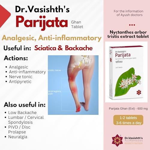 Image of Dr.Vasishth's Parijata Tablets | Back Pain Relief | Exract not Churna | FDCA Approved | 100% Ayurvedic (30 Tablets)