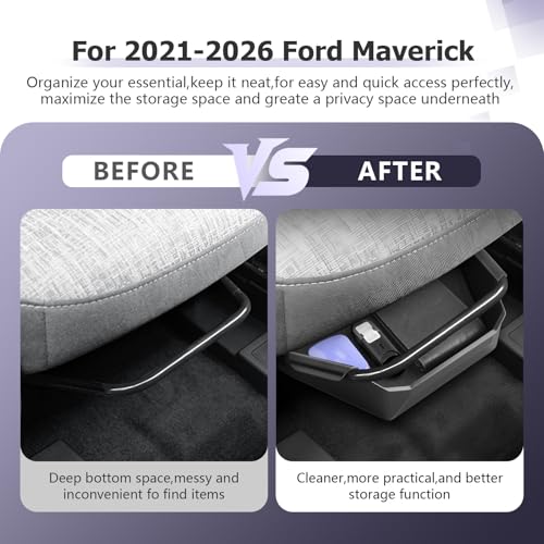 Image of LUWU 2-Pack Under Seat Storage Box Compatible with 2021-2024 2025 2026 Ford Maverick Accessories Center Console Organizer Armrest Console Secondary Storage Box Insert Tray ABS Material Black