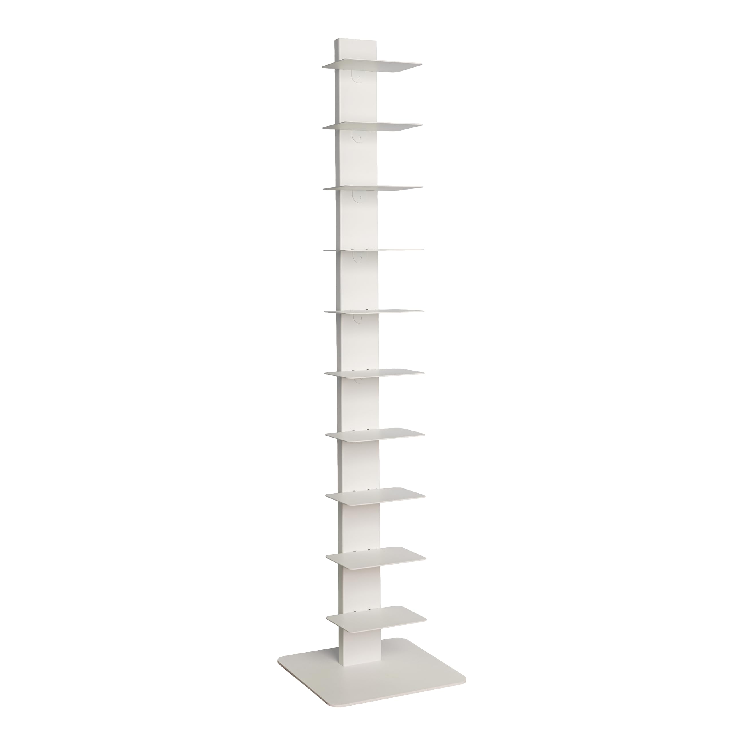 STEELNOVO | Beatrice, Libreria Verticale Salvaspazio con 10 Ripiani, Altezza 150 cm, Libreria a Colonna in Acciaio Verniciato Moderna, Scaffale da Terra Colore Bianco, Soggiorno, Studio, Made In Italy