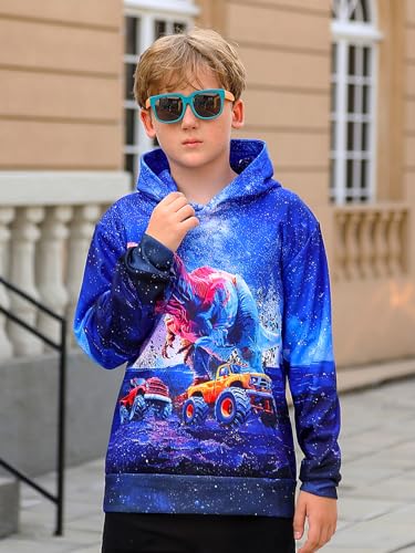 Funnycokid Boys Hoodies Kids Sweatshirt Warm Youth Print Girls Hooded Clothes with Pocket 6-16 Years2