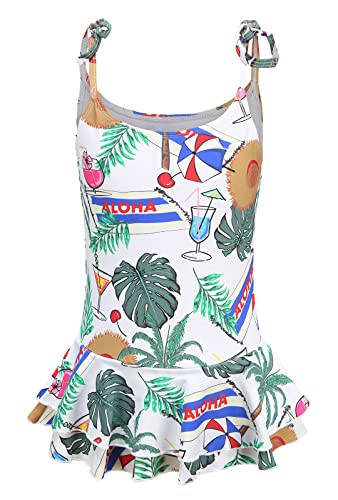 Image of Girls One Piece Swimsuits Halter Ruffled Bathing Suit for Kids Hawaiian Swimwear Leopard Swim Dress 3-16 Years