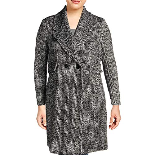 Karl Lagerfeld Paris Womens Winter Wool Blend Dress Coat B/W XL