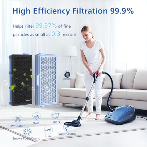 Image of 3 Pack SF-HA 50 Filters, Only Compatible with Miele Compact C1 & C2, Complete C2 & C3, S8340, S4, S5, S6, S8, S4000-S8999 and Guard L1 / M1 / S1 Vacuum Cleaners-NOT for Classic C1 or Complete C1