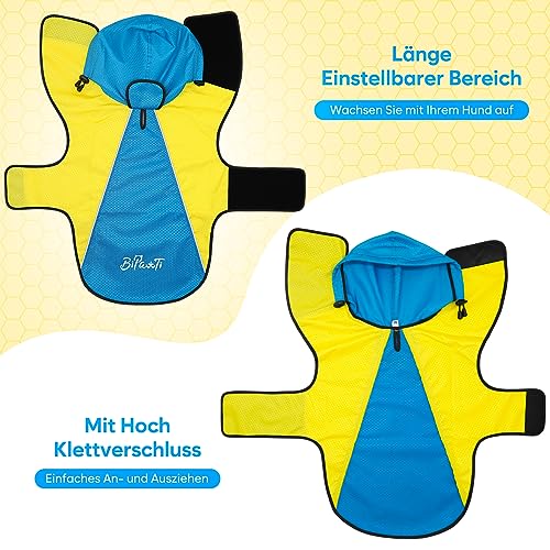 DQGHQME Hunderegenmantel: Wasserdichter Ultraleichter Reflektierender Mantel für Große, Mittlere und Kleine Hunde (XL)