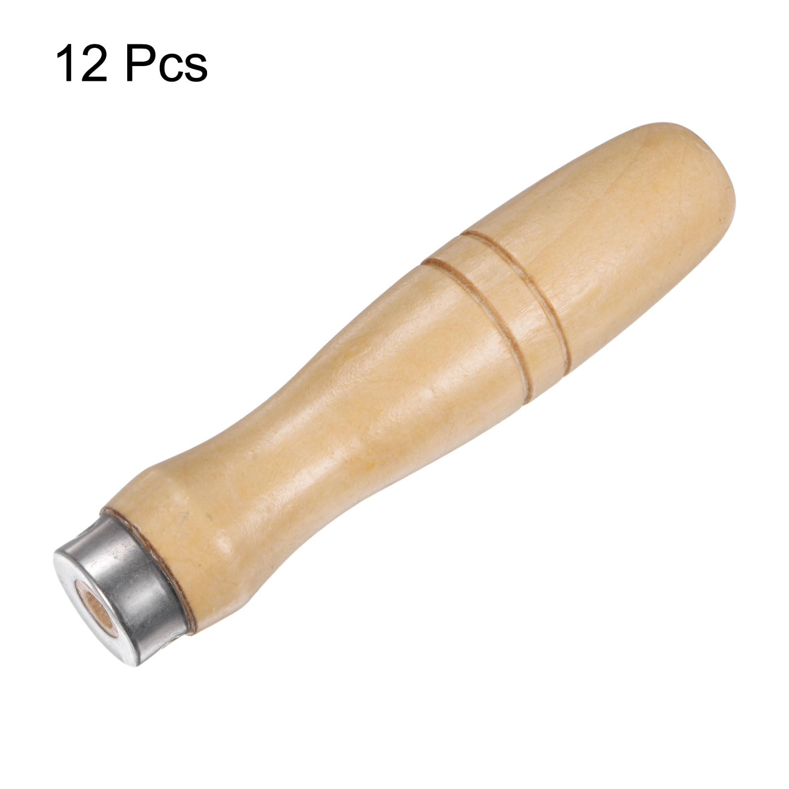 QUARKZMAN 12 Stück Feilenheft Holzgriff 120mm Länge 8,5 mm Rundloch Ergonomische Griffe mit Metallkragen für 12 Zoll Metallfeilen