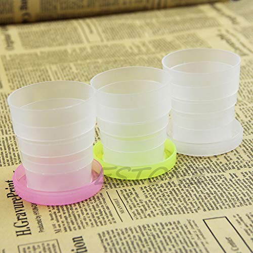 Hisocute 1Pcs Portable Plastic Retractable Folding Cup Telescopic Outdoor Travel Drinking Cup, Color Random